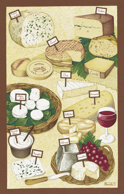 French Printed Fromages Cheese Tea Towel - Petite France Australia